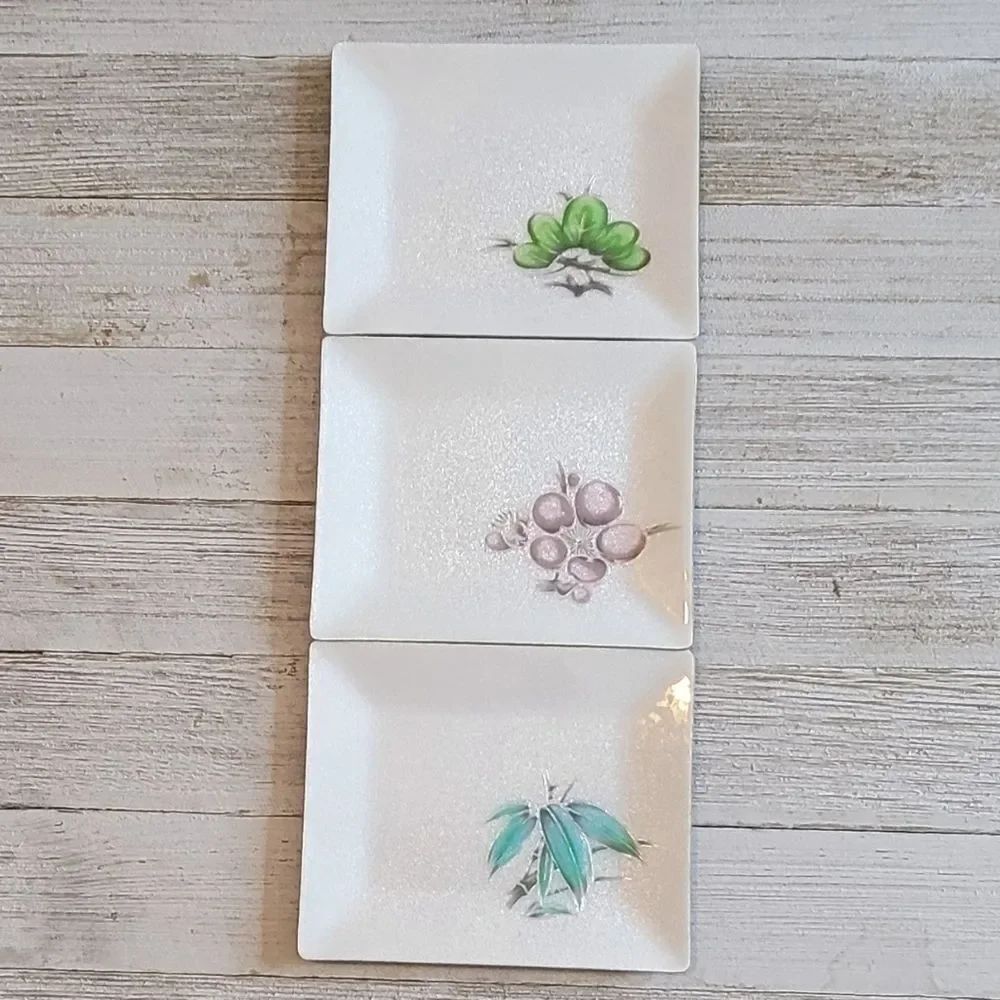 Vintage Japanese Tutanka Wireless Cloisonné Small Trinket Plates Set Of 3